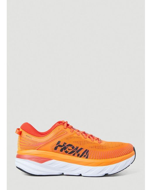 Hoka One One Rubber Bondi 7 Road Low-top Sneakers in Orange for Men - Lyst