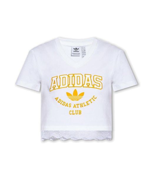 Adidas Originals White Lace-Trimmed T-Shirt