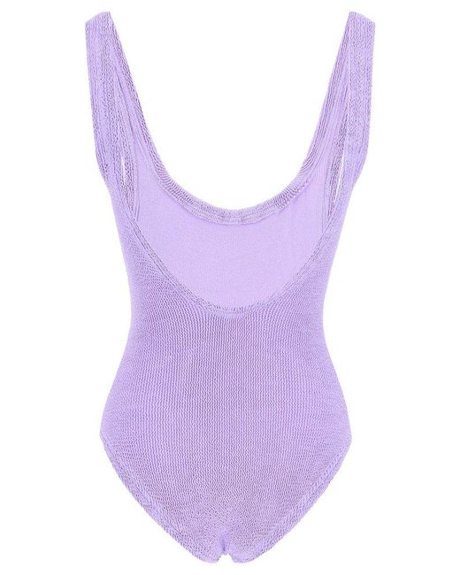 Hunza G . Square Neck Swimsuit in Purple | Lyst