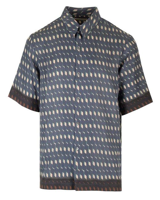 Dries Van Noten Gray Short-Sleeved Shirt With Print for men