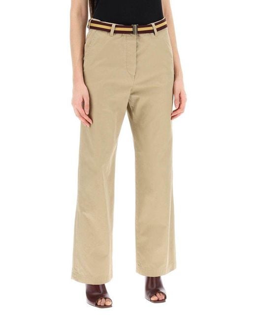 Dries Van Noten Natural Cotton Pants With Belt