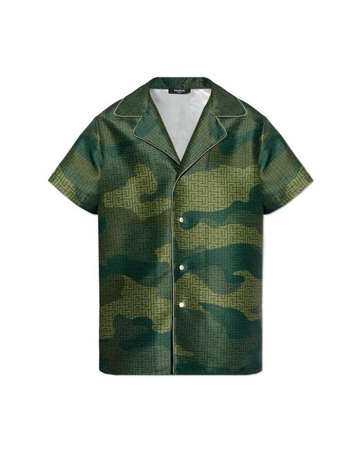 Balmain Green Short Sleeve Shirt for men