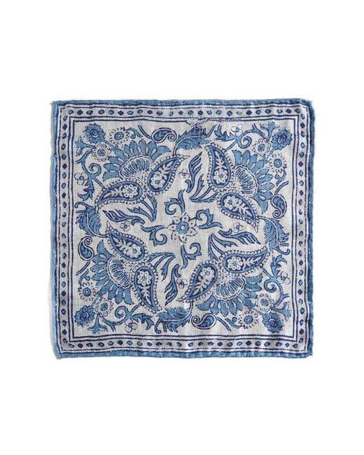 Brunello Cucinelli Blue Print Linen And Silk Pochette for men