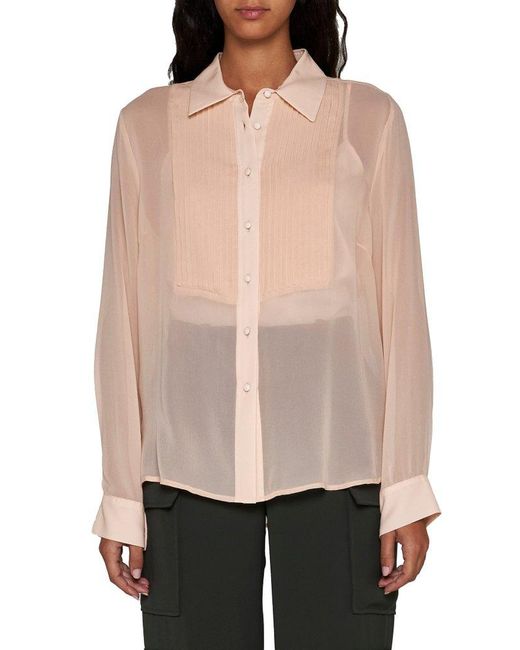 P.A.R.O.S.H. Pink Semi-sheer Long-sleeved Shirt