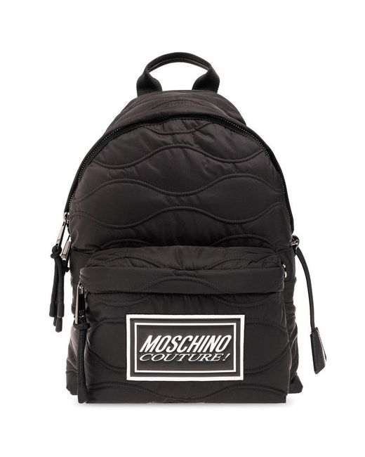 Moschino Black Quilted Backpack, for men