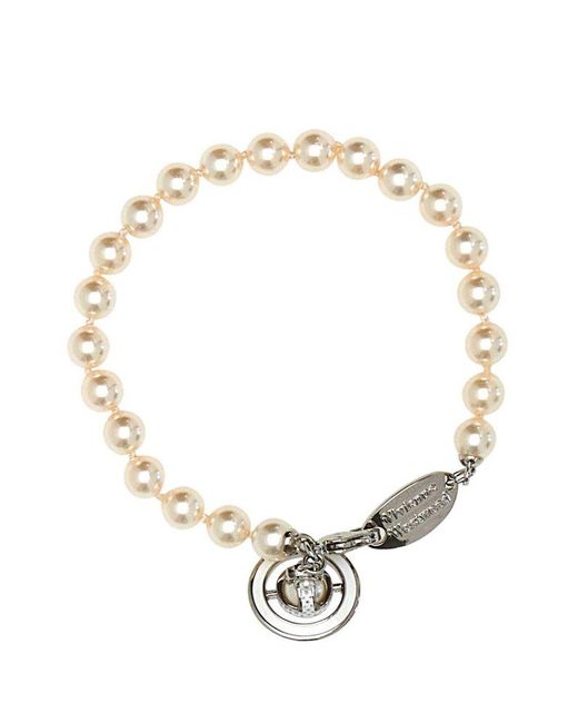 Vivienne Westwood White Orb Plaque Embellished Bracelet