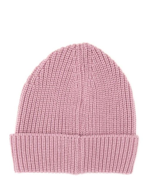 Barrow Pink Logo Patch Chunky Knitted Beanie