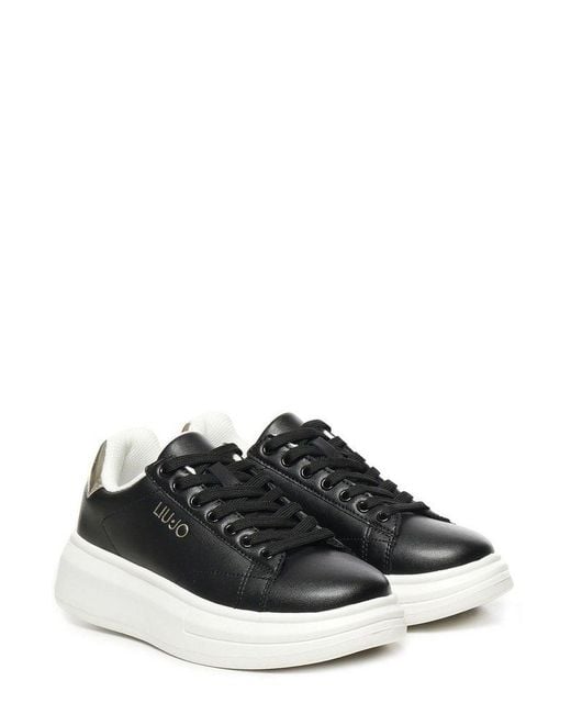 Liu Jo Black Platform Lace-Up Sneakers