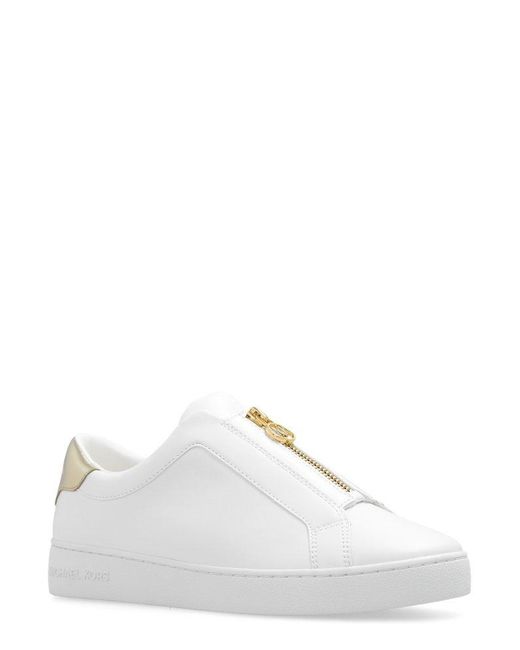 Michael Kors White Keaton Leather Zip-up Sneaker