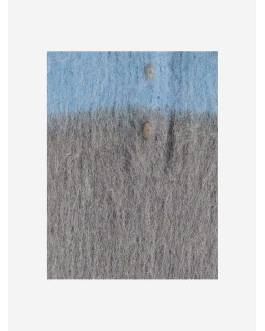 Etro Blue Brushed Effect Fringed Edge Sweater Mini Dress
