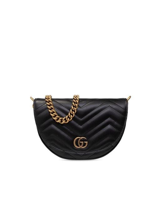 Gucci Black gg Marmont Brand-plaque Leather Cross-body Bag