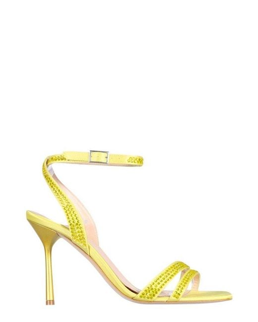 Liu Jo Yellow Embellished Ankle Strap Sandals