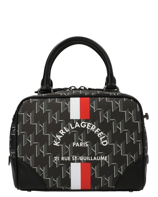 Karl Lagerfeld Rue St-guillaume Monogram Small Bowling Bag in Black ...