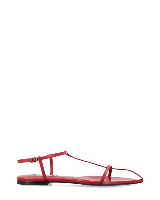 Jil Sander Red Flat Cage Sandals