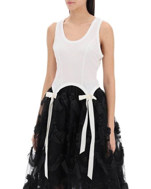 Simone Rocha White Easy Cropped Top With Bow Tails