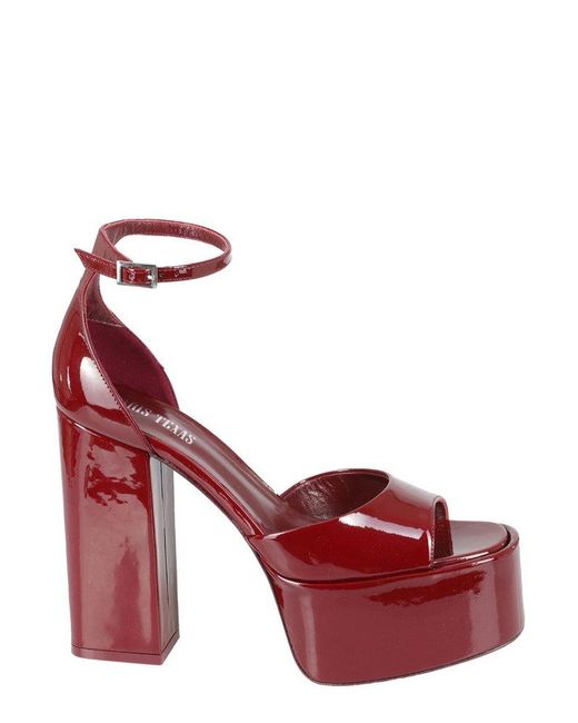Paris Texas Leather Tatiana Platform Sandals in Red | Lyst