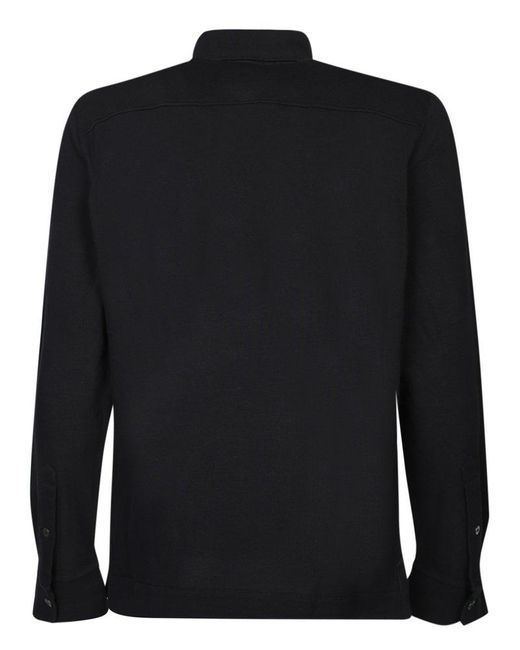 Zegna Black Stripe-detailed Long Sleeved Polo Shirt for men