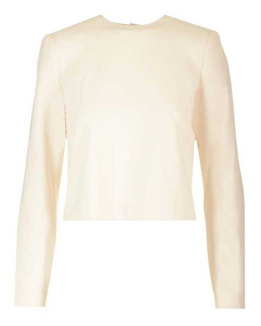 Theory White Long Sleeved Crewneck Top