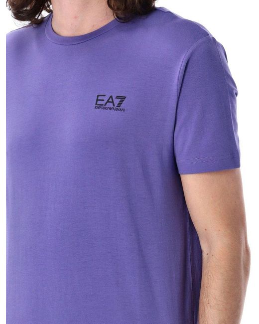 EA7 Purple Core Identity Stretch Cotton Jersey T-Shirt for men