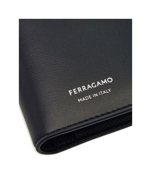 Ferragamo Black Logo Stamp Bi-fold Wallet for men