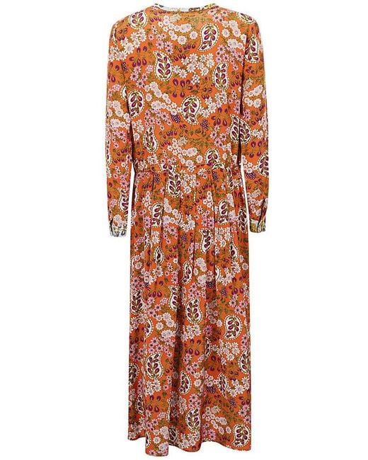 Weekend by Maxmara Orange All-over Floral Patterned Long Dress