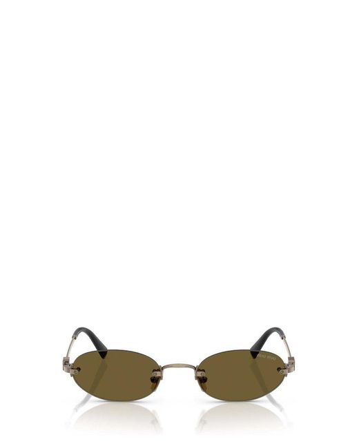 Miu Miu Green Oval-Frame Sunglasses