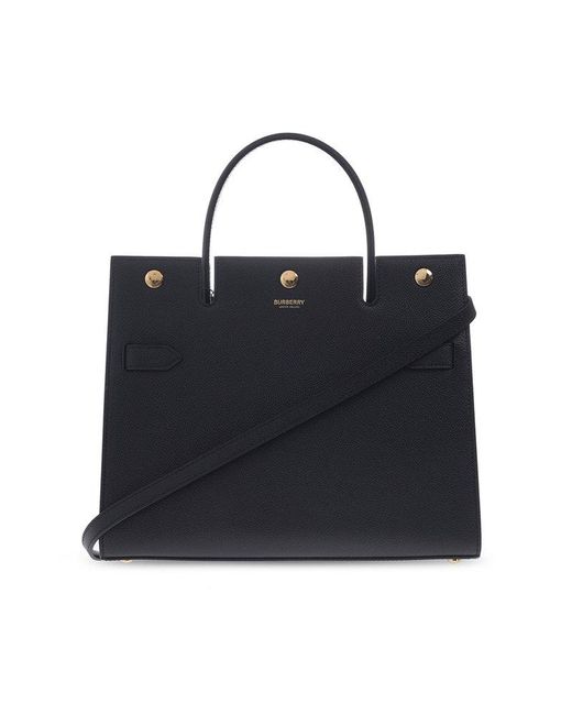 Burberry Black Medium Leather Title Bag