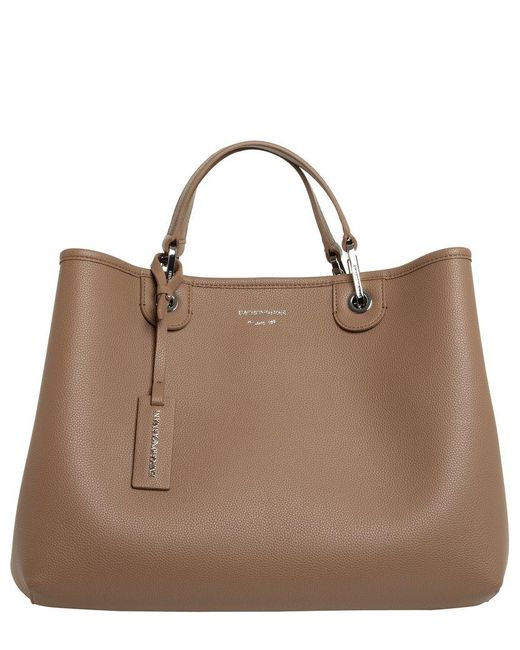 Emporio Armani Brown Pebbled Medium Top Handle Bag