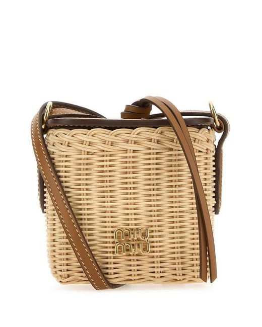 Miu Miu Brown Logo-lettering Mini Basket Bag