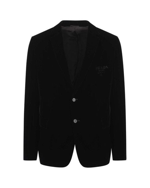 Prada Single-breasted Velvet Jacket in Black for Men | Lyst
