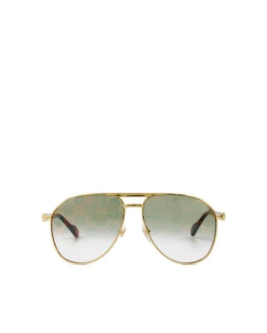 Gucci Green Pilot Frame Sunglasses for men