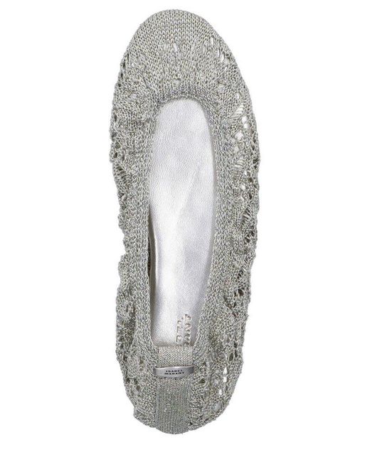Isabel Marant White Belna Crochet Ballet Flats