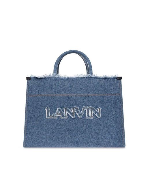 Lanvin Blue Frayed Edge Denim Tote Bag