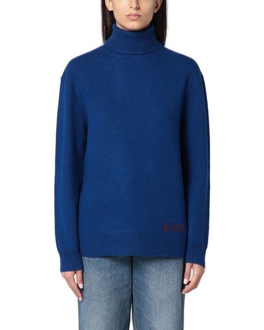 A.P.C. Blue Walter Roll Neck Jumper