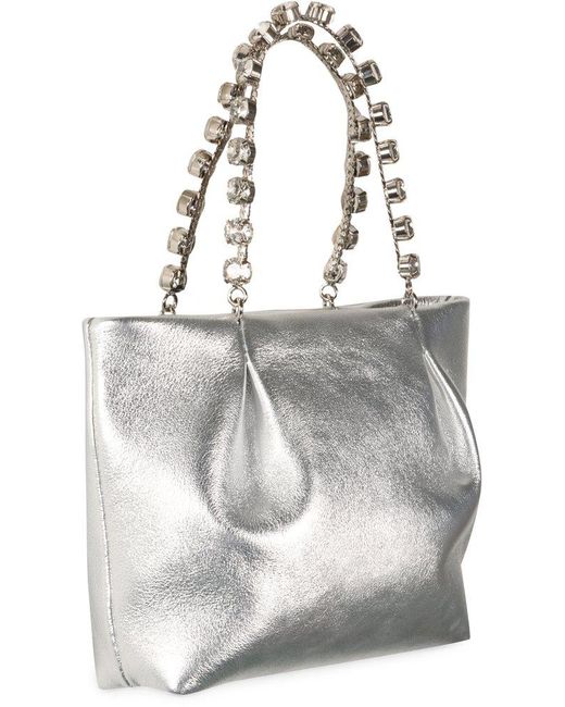 Aquazzura Gray Galactic Embellished Mini Tote Bag