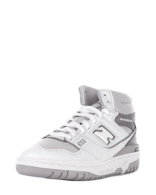 New Balance White 650 High-Top Lace-Up Sneakers