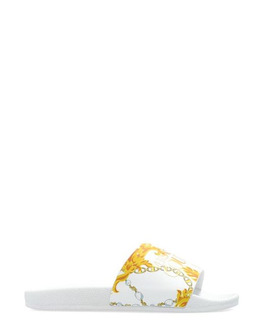 Versace Jeans Couture Yellow Baroque Slide Sandals