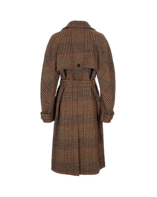 Stella McCartney Brown Tweed Belted Long Coat