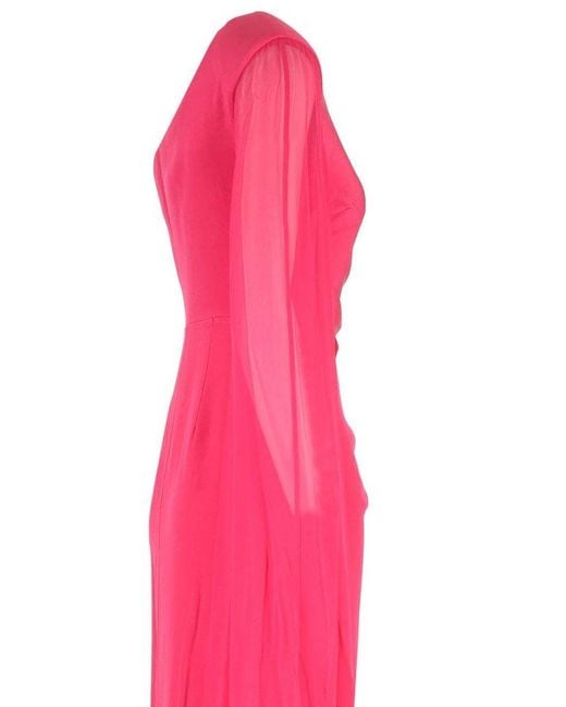 Roland Mouret Pink Asymmetrical Silk Dress