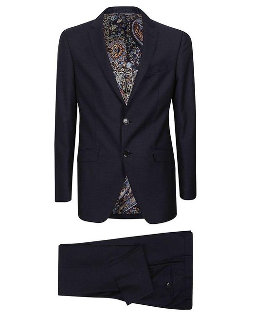 Etro Blue Two Piece Tailored Suit for men