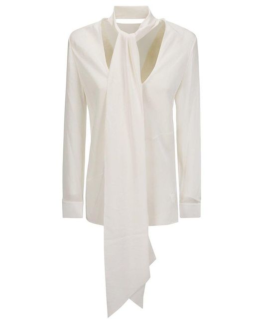 Helmut Lang White Scarf Detailed Blouse