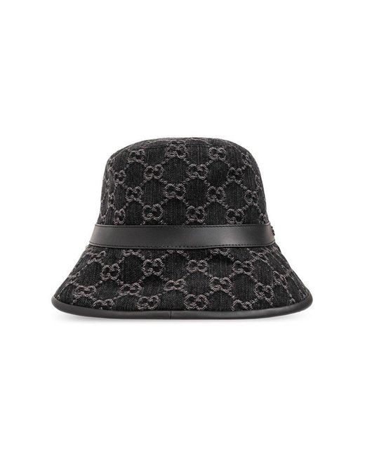 Gucci Black Monogrammed Bucket Hat