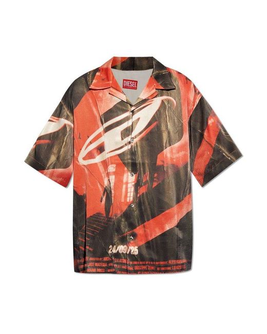 DIESEL Red ‘S-Hockney-Poster’ Loose-Fitting Shirt for men