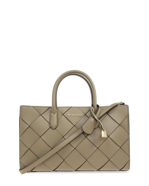 MICHAEL Michael Kors Green Scarlett Medium Woven Satchel Bag