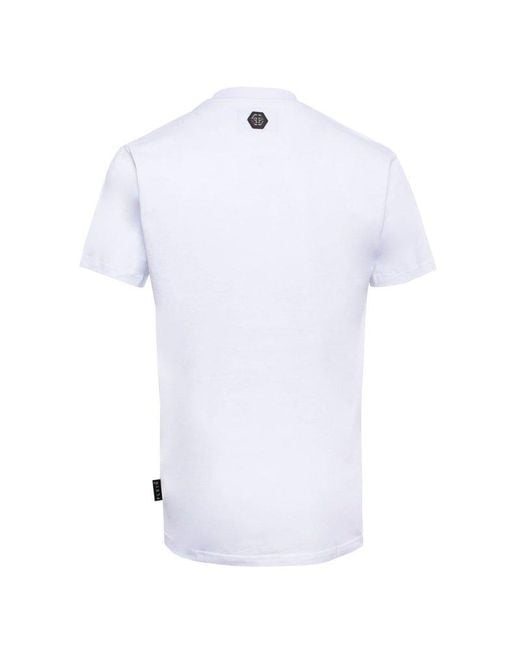 Philipp Plein White Logo Printed Crewneck T-shirt for men
