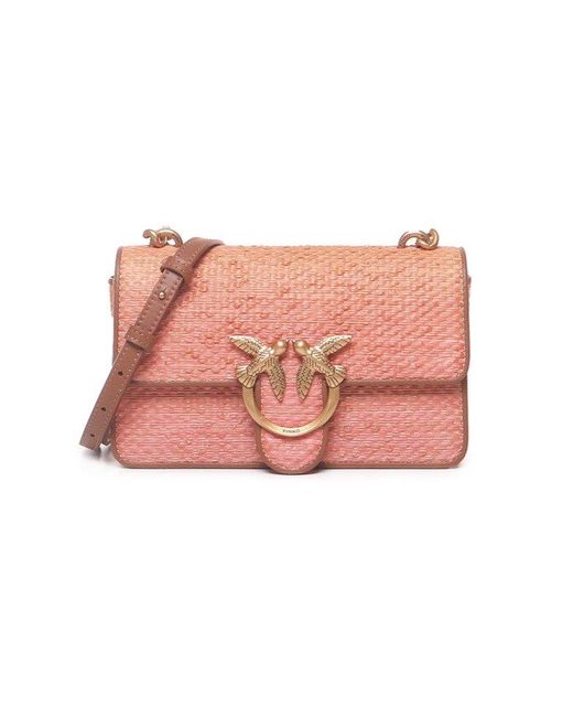 Pinko Pink Mini Love One Foldover Top Shoulder Bag