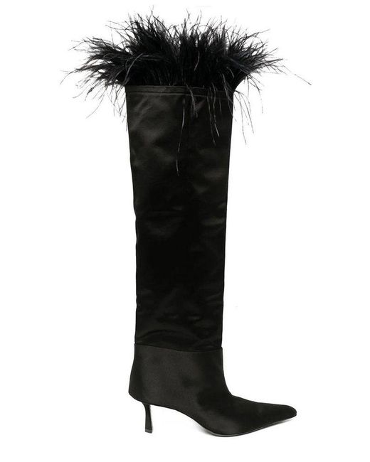 Alexander Wang Black Fluffy Detailed Pointed-Toe Boots