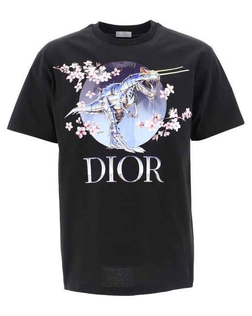 Dior Homme Black Dior X Sorayama Dinosaur Printed T-shirt for men