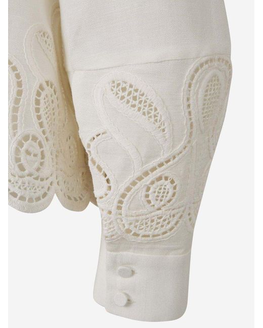 Jonathan Simkhai White Embroidered Linen Top
