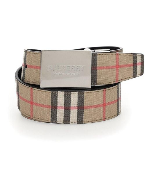 Burberry Natural Vintage Reversible Checked Belt for men